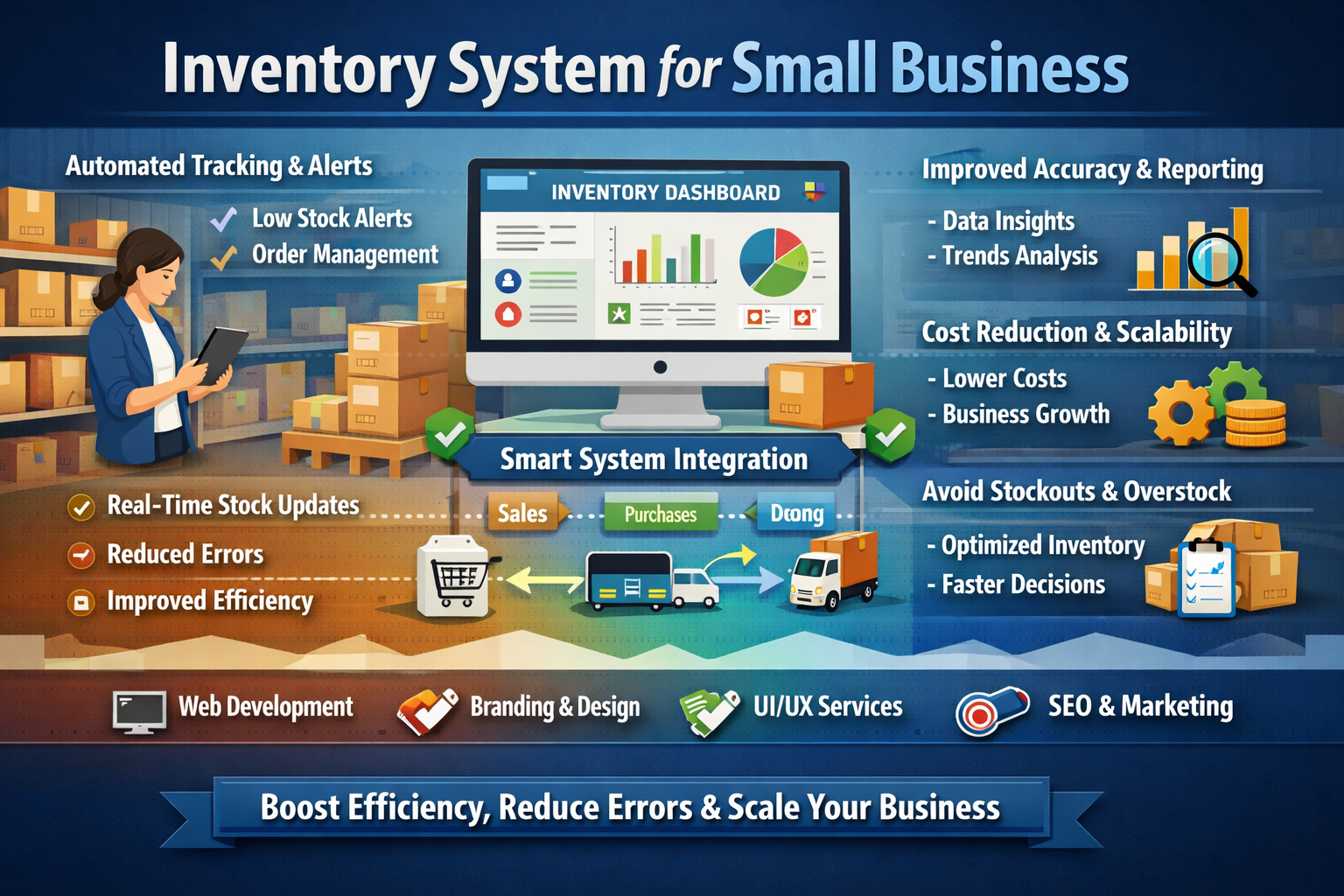 inventory system for small business automation stock management dashboard and business systems integration