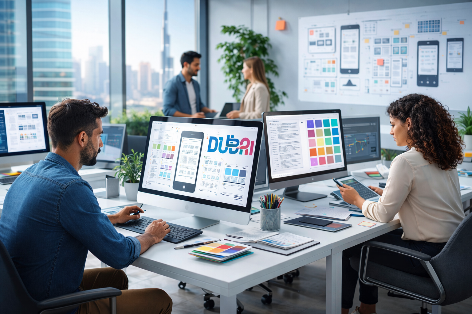 UI UX design company in Dubai creating modern website interface on laptop screen